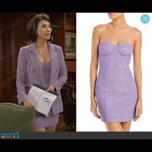 Aqua tweeted strapless dress